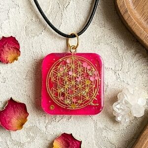 Barbie Pink Pendant Sacred Geometric Tree Of Life Copper Metal Symbol Necklace